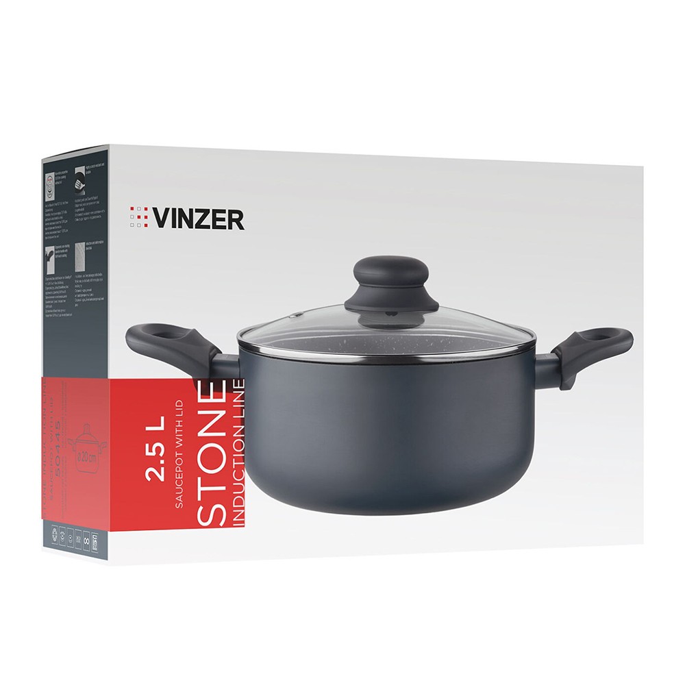 Каструля з кришкою Vinzer Stone Induction Line 2,5 л 50445